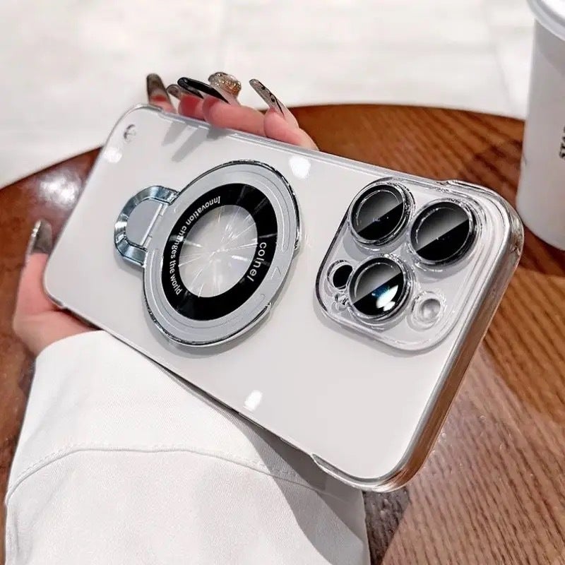 غطاء MagSafe بAcrylic لـ iPhone 11 باللون شفاف مغناطيسي بوظيفة حامل من الأكريليك مع مغناطيس قوي وحامل قائم مع مقاوم للصدمات مع تصميم بدون إطار مع حماية من السقوط للاستخدام اليومي - Image 1