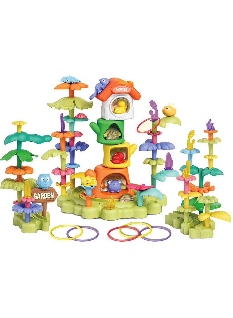 Lenca TOYS DIY Flower Garden Building Blocks Set, Educational Activity for Preschool, Cool STEM Gardening Gifts for Girls, Boys (91 PCS) - Image 1