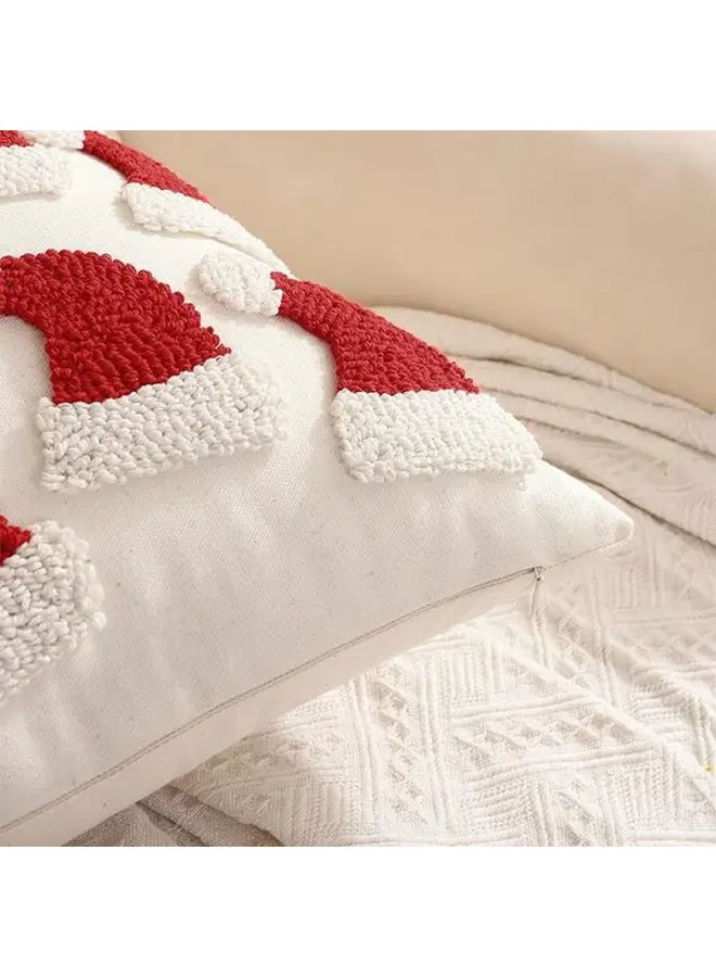 1pc Red And White Cane Christmas Hat Embroidered Pillow Cover 17 7x17 7 Inch Plush 3D Santa Claus Candy Cane Throw Pillow Case Festive Holiday Decor For Sofa Bed Room Seasonal Decoration Contemporary Style Tufted Design Machine Washable - Image 4