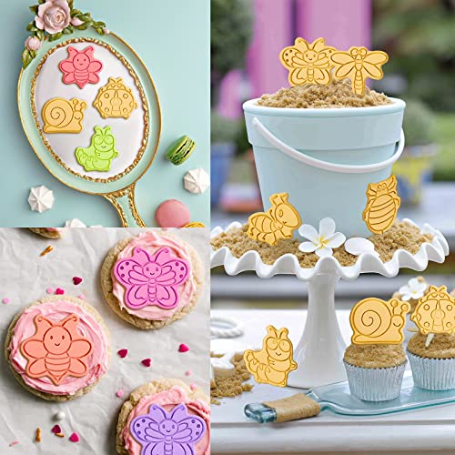 Sakolla Insect Cookie Cutters Set 8 Pcs Cookie Cutter with Plunger Stamps Cute Cookie Cutters for DIY Biscuit Snacks Cheese Baking - Image 3
