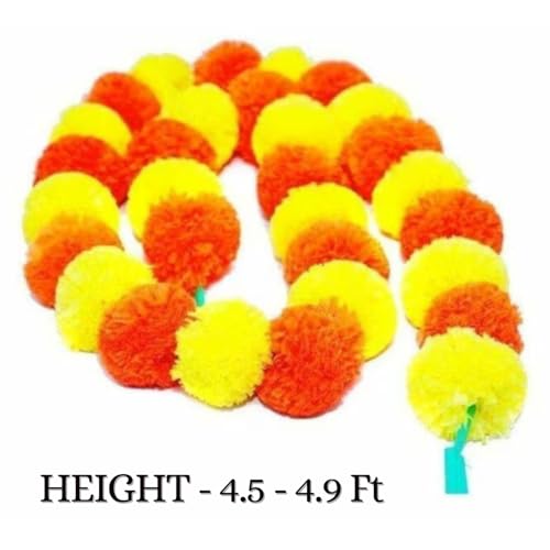 DRYPHON Artificial Flowers for Decoration, Marigold Garlands Decoration, Diwali Decoration Items for Home Decor, Pooja Room Decorations, Ganpati Decoration Combo Pack of 10 (5 Multicolor and 5 Yellow) - Image 3