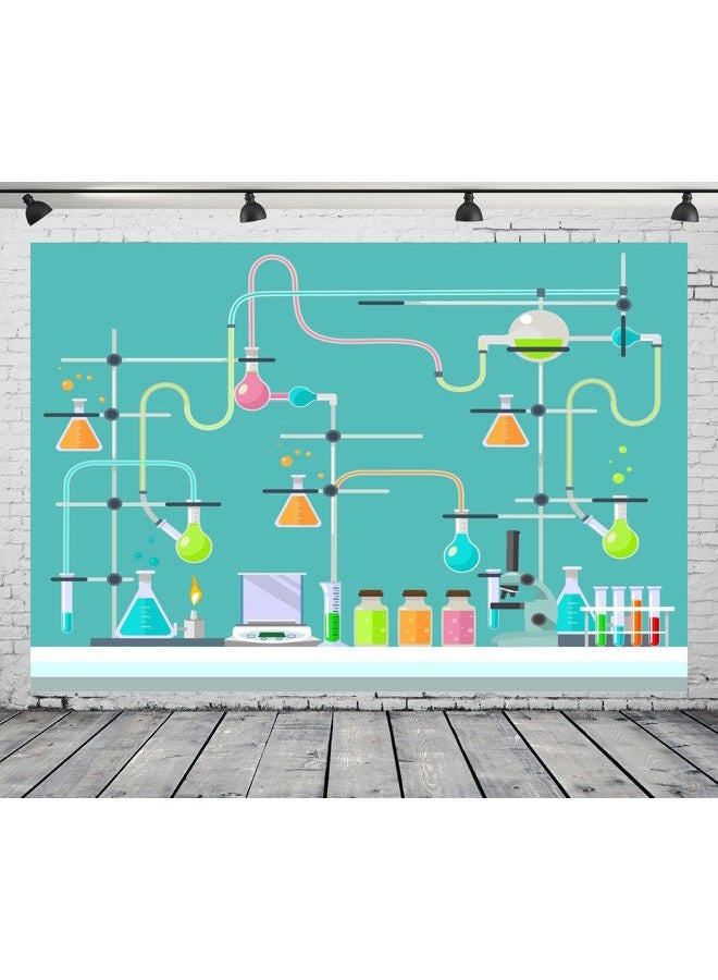 Loccor 9x6ft Fabric Chemical Lab Backdrop Blackboard Chemical Elements Scene Setter Online Teaching Background for Students Mad Scientist Birthday Party Graduation Video Decor Laboratory Banner - Image 1