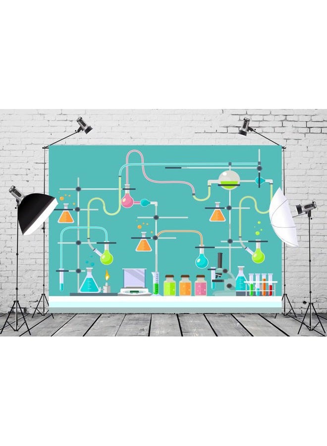 Loccor 9x6ft Fabric Chemical Lab Backdrop Blackboard Chemical Elements Scene Setter Online Teaching Background for Students Mad Scientist Birthday Party Graduation Video Decor Laboratory Banner - Image 2