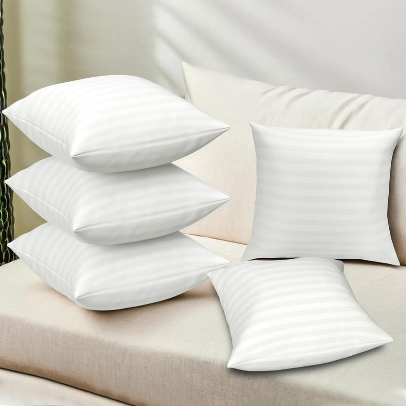 Kuber Industries Pack of 5 Soft Microfiber Sofa Cushions 16 inch x 16 inch Decorative Sofa Pillows for Car Couch Perfectly Plush and Cozy Cushion for Relaxation Back Support Plain White - Image 1