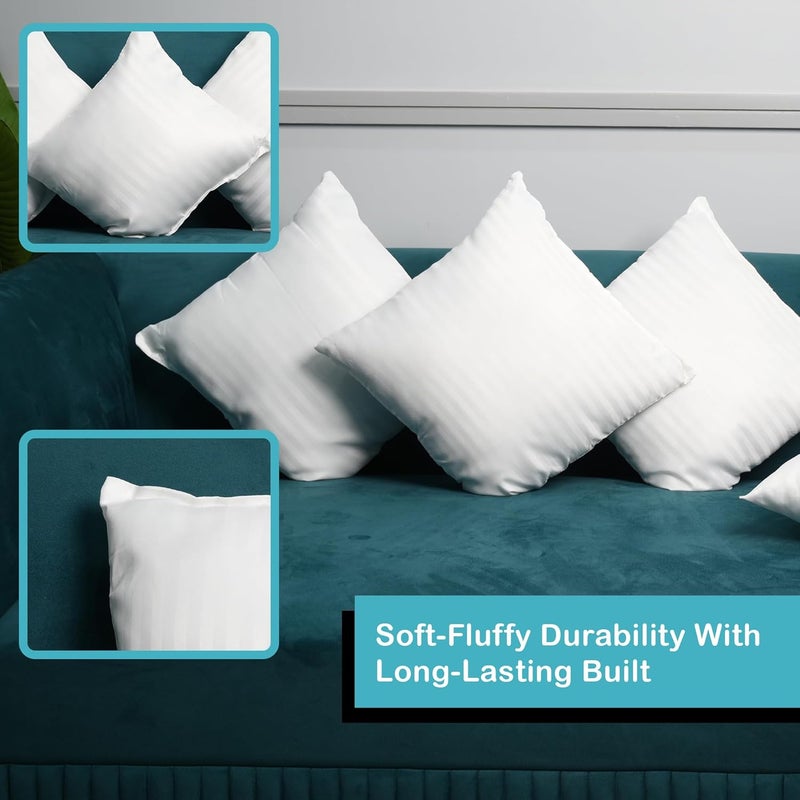 Kuber Industries Pack of 5 Soft Microfiber Sofa Cushions 16 inch x 16 inch Decorative Sofa Pillows for Car Couch Perfectly Plush and Cozy Cushion for Relaxation Back Support Plain White - Image 4