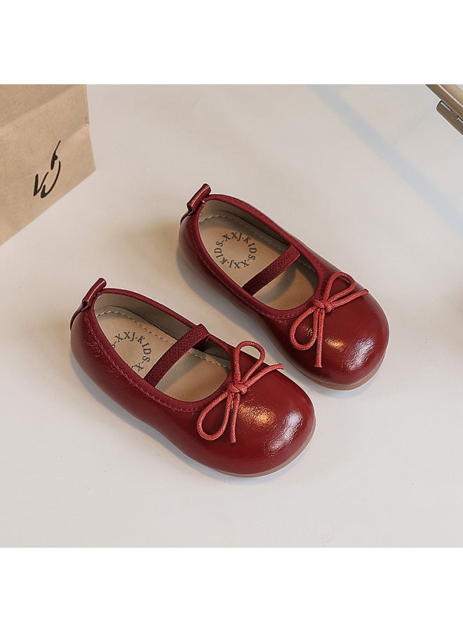 Girls Leather Shoes Spring And Autumn  New Children Princess Shoes Little Girls Soft Single Shoes Silver Soft Bottom Baby Shoes