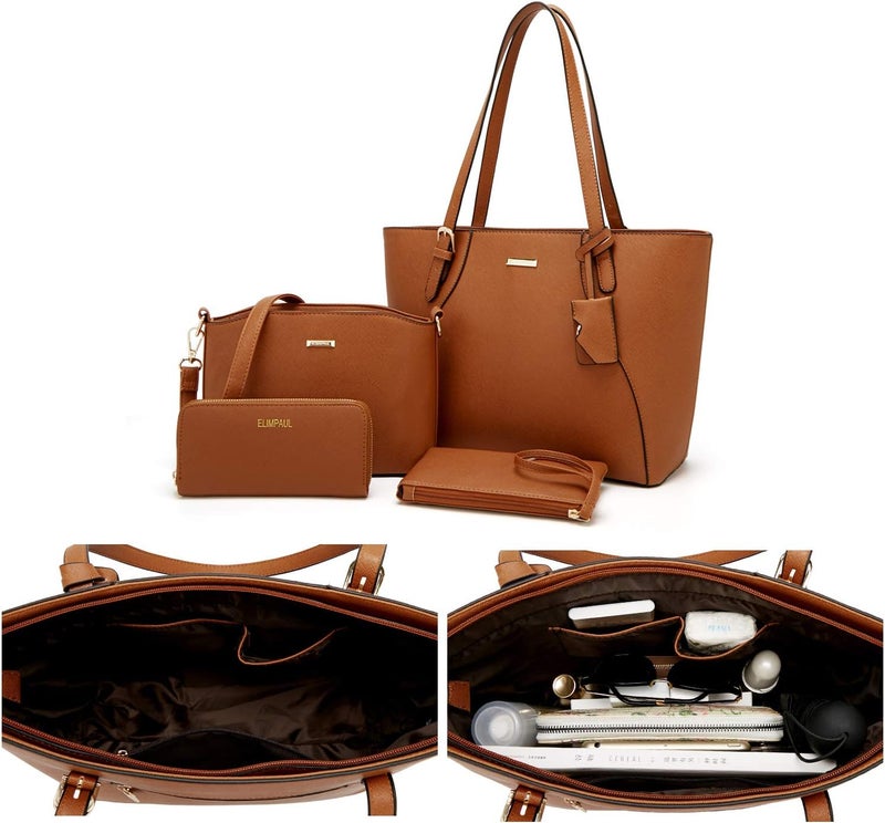 YTL Women Fashion Handbags Wallet Tote Bag Shoulder Bag Top Handle Satchel Purse Set 4pcs - Image 5