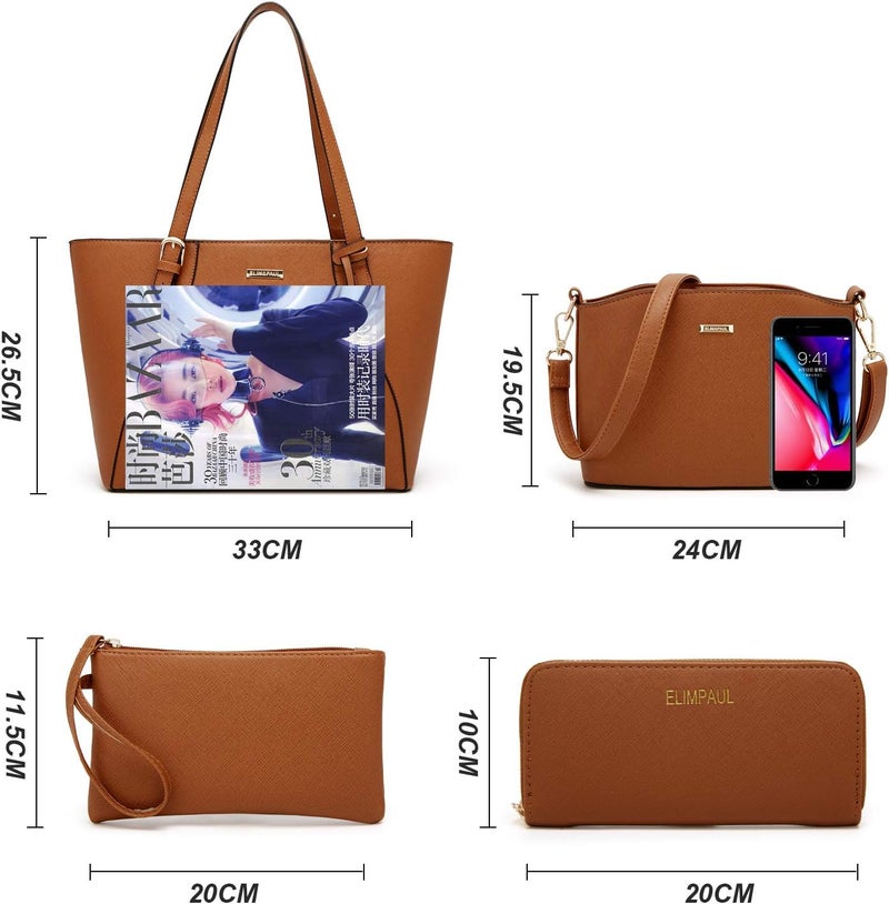 YTL Women Fashion Handbags Wallet Tote Bag Shoulder Bag Top Handle Satchel Purse Set 4pcs - Image 4