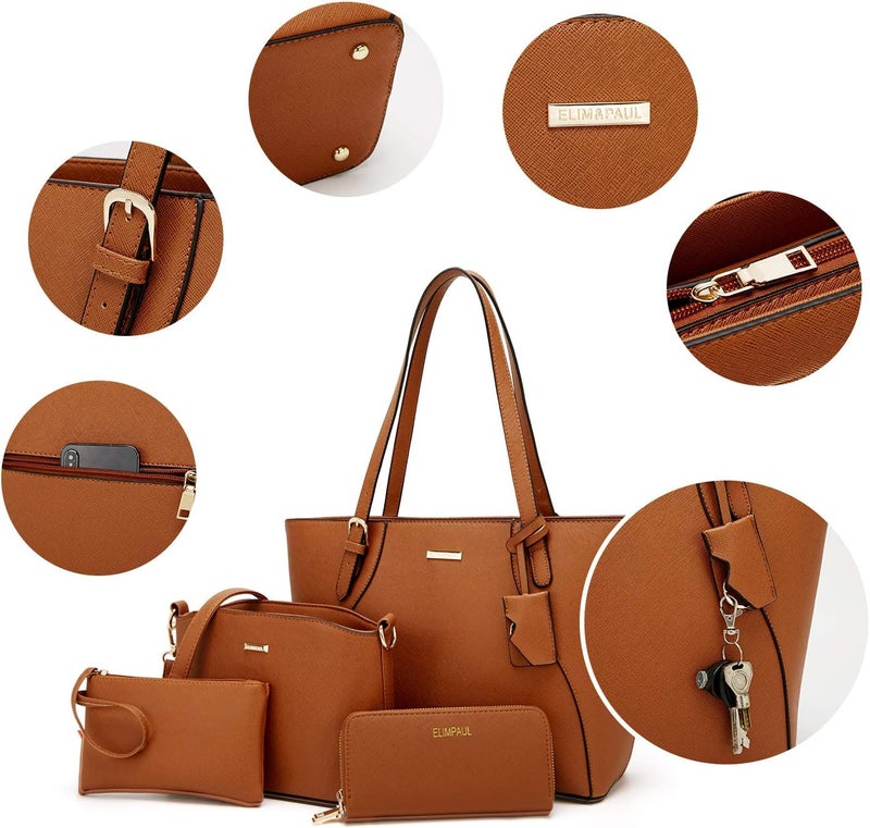 YTL Women Fashion Handbags Wallet Tote Bag Shoulder Bag Top Handle Satchel Purse Set 4pcs - Image 2