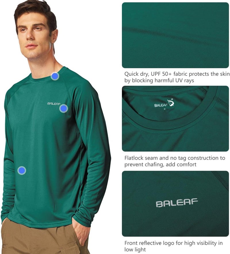 Baleaf Men's Sun Protection Shirts UV SPF UPF 50+ Long Sleeve Rash Guard Fishing Running Quick Dry Lightweight - Image 3