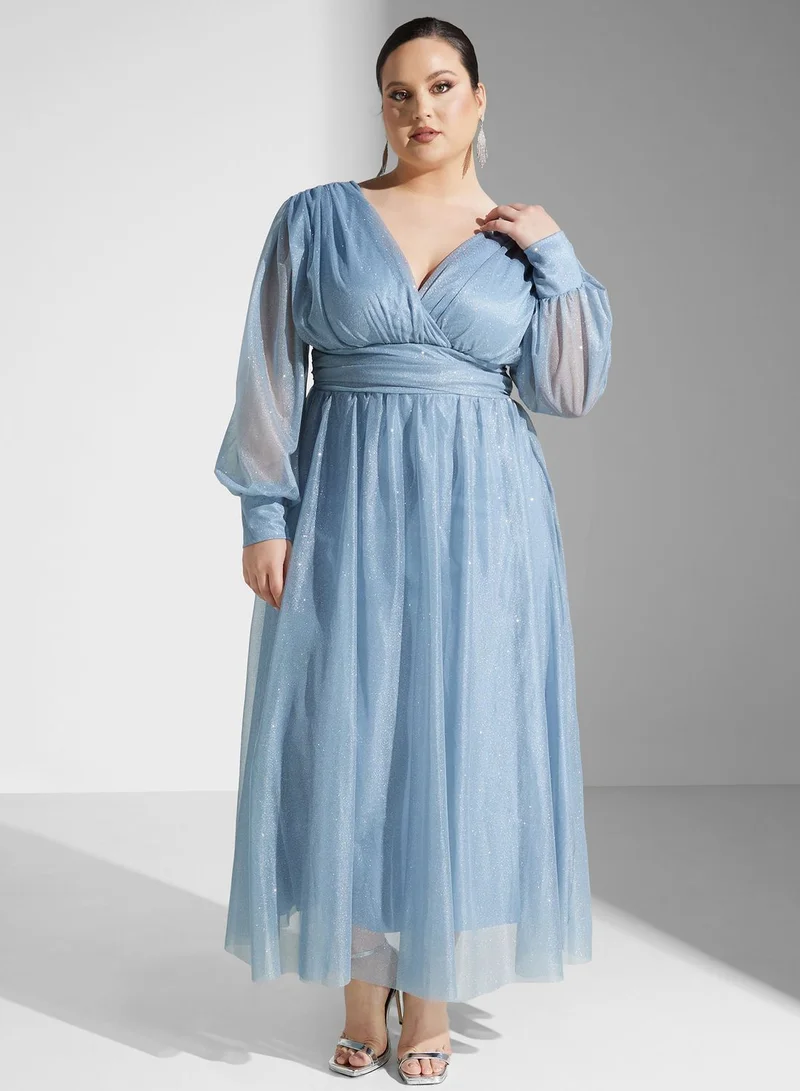 Ella Limited Curve Shimmering Chiffon Dress