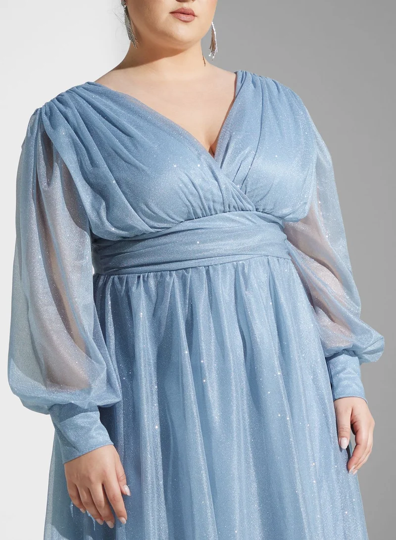 Ella Limited Curve Shimmering Chiffon Dress