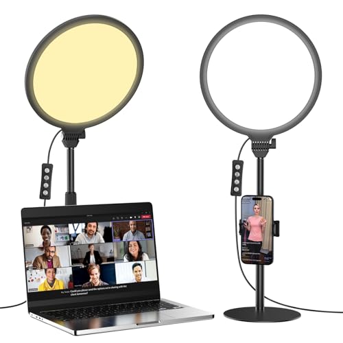 Anautin 10.5in LED Desk Ring Light, Video Conference Lighting for Zoom Meeting/Video Calls, Live Stream, Home Office, Computer Lighting for Webcam, Online Classes, Professional Streaming - Image 1