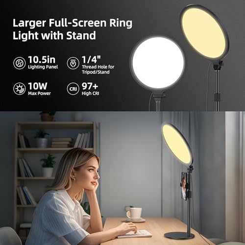 Anautin 10.5in LED Desk Ring Light, Video Conference Lighting for Zoom Meeting/Video Calls, Live Stream, Home Office, Computer Lighting for Webcam, Online Classes, Professional Streaming - Image 2