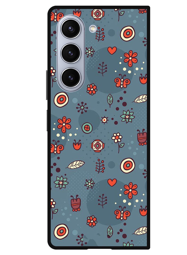 Theodor Protective Case Anti Scratch Shock Proof Bumper Cover For Samsung Galaxy Z Fold 5 Leaves and Flowers - Image 1