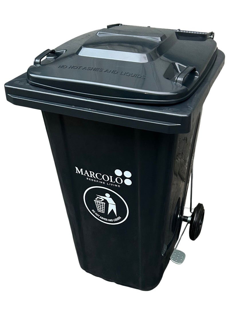Marcolo 120L Wheelie Bin with Pedal | Durable & Weather-Resistant Waste Bin with Wheels – Easy to Use for Home, Office & Outdoor (Dark Grey)  - Image 1
