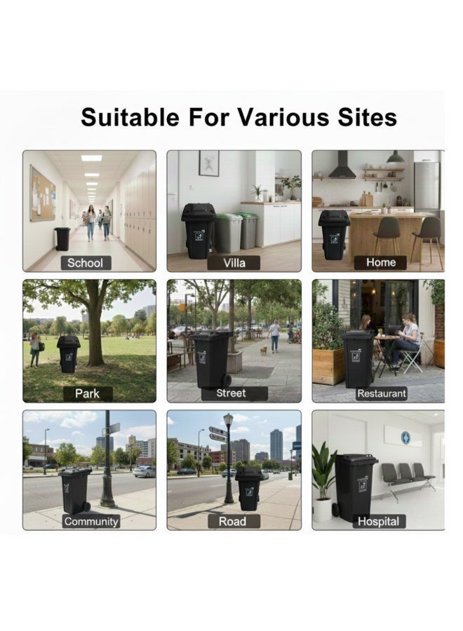 ماركولو سلة نفايات بعجلات مع دواسة | متينة ومقاومة للعوامل الجوية – سهلة الاستخدام للمنازل والمكاتب والأماكن الخارجية (رمادي داكن، 120 لتر) - Image 5