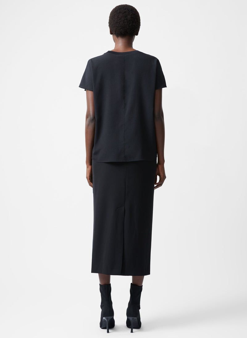 فرنش كونكشن توب كابرينا بياقة دائرية من الكريب المعاد تدويره - Image 3