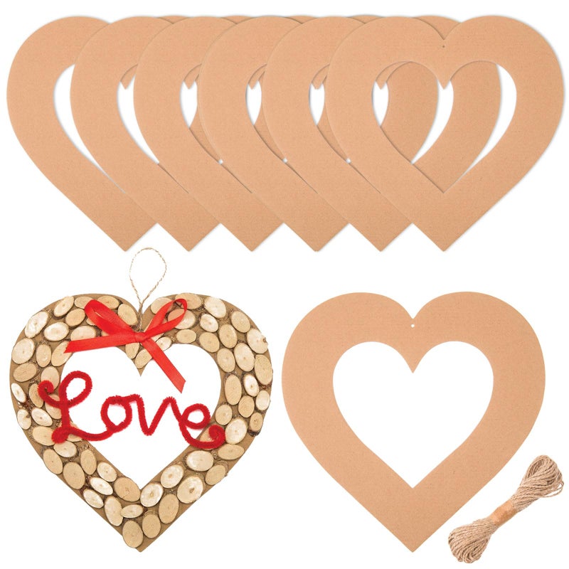 MixTeach 20 Pieces Valentine's Day Hanging Heart Wreaths Paper Large Heart Cardboard Wreath Hanging Ornaments Decorations with Hole Twine for Wedding DIY Craft Festival Valentine's Day Decoration - Image 1