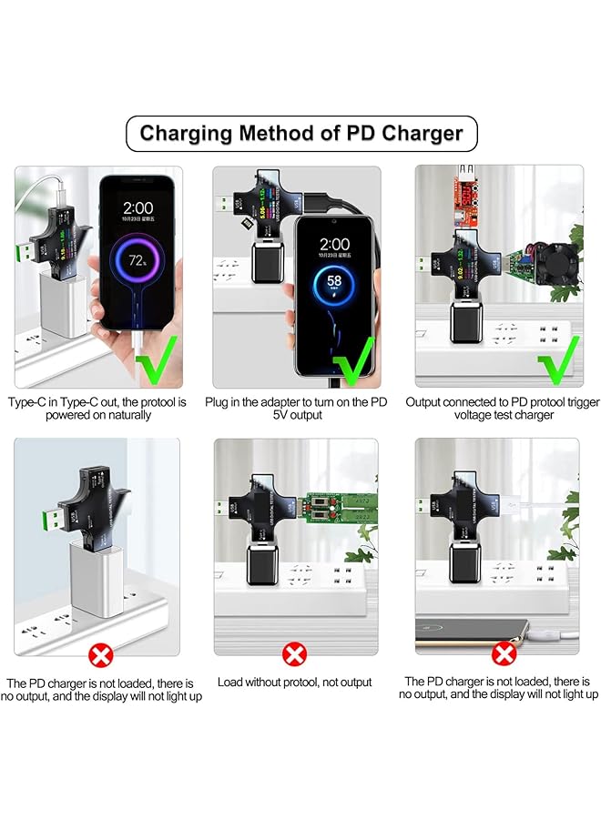 كاست ويف جهاز اختبار USB C 2 في 1، جهاز اختبار USB C Type-C، شاشة ملونة، مقياس متعدد رقمي، أمبير، طاقة، جهد، مقاومة، درجة حرارة، كاشف السعة، أمبير، شحن، فاحص USB - Image 4