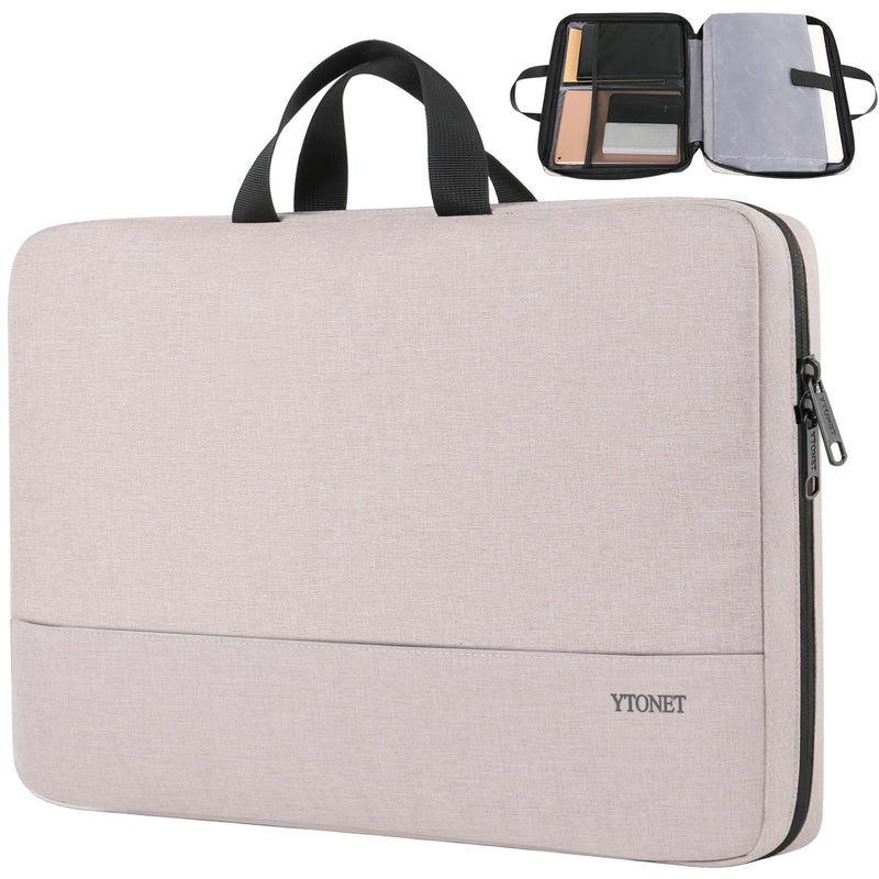 Ytonet Laptop Bag 15.6 Inch, Slim Laptop Case Sleeve Water Resistant Computer Cover for Women, Computer Bags for Women TSA Friendly Compatible with Lenovo HP Dell Notebooks, Baby Pink