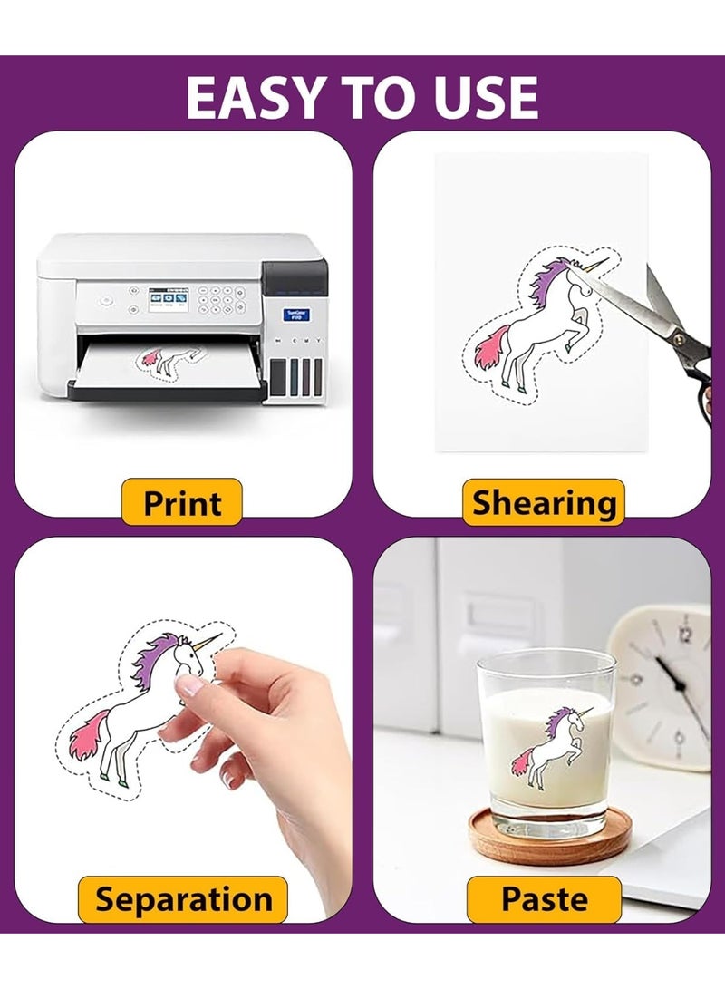 Relex A4 White Glossy Vinyl Sticker Paper, Printable 20 Sheets Self Adhesive- Water Proof, Premium Vinyl Sticker, Brilliant Color, Digital Label, Multi use A4 size, Tear Resistant-Inkjet & Laser Printer - Image 4
