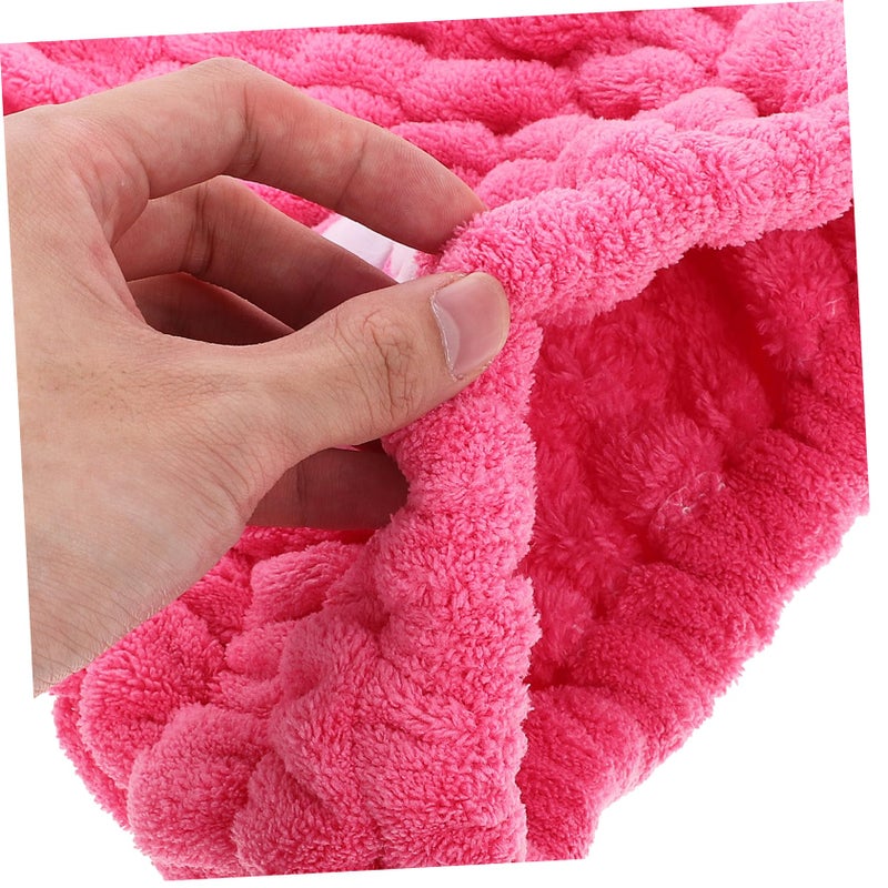 Quick Dry Hair Towel Wrap Coral Fleece Bear Design Soft Turban For Children Travel Rose Red - Image 5