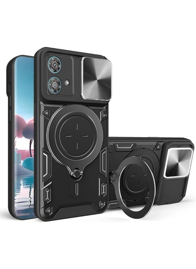 ماركة غير محددة - غطاء متوافق مع هاتف Motorola Edge 40 Neo، بحامل دوار بزاوية 360 درجة، [متوافق مع المغناطيسية] [غطاء الكاميرا الانزلاقي] غطاء حماية قوي عسكري المستوى. - Image 1