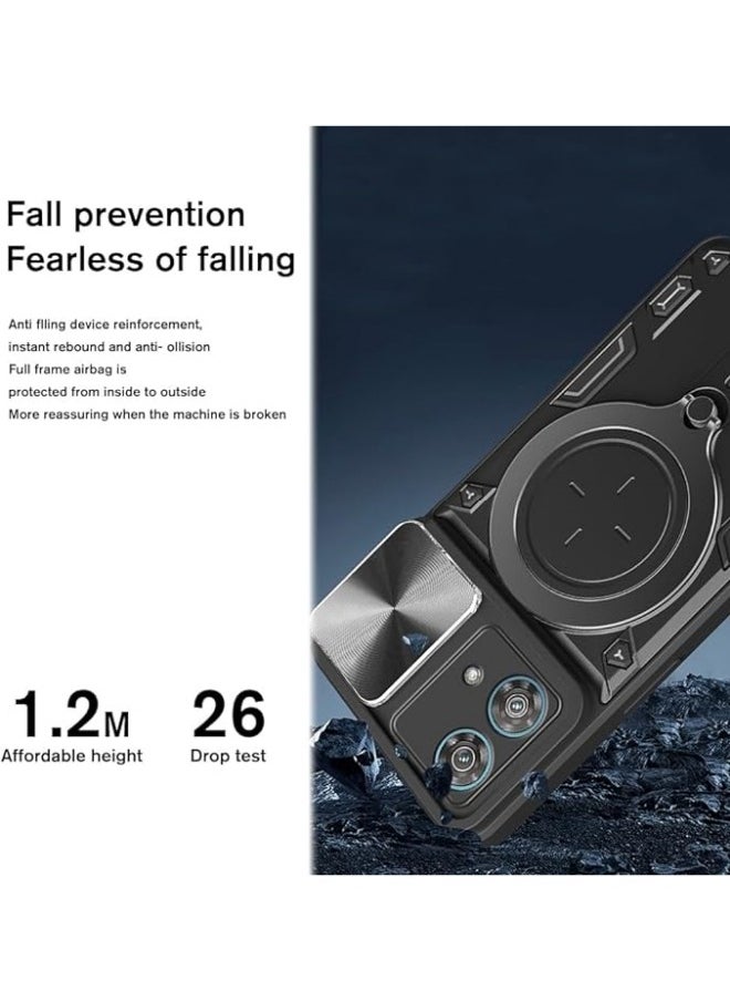 ماركة غير محددة - غطاء متوافق مع هاتف Motorola Edge 40 Neo، بحامل دوار بزاوية 360 درجة، [متوافق مع المغناطيسية] [غطاء الكاميرا الانزلاقي] غطاء حماية قوي عسكري المستوى. - Image 1