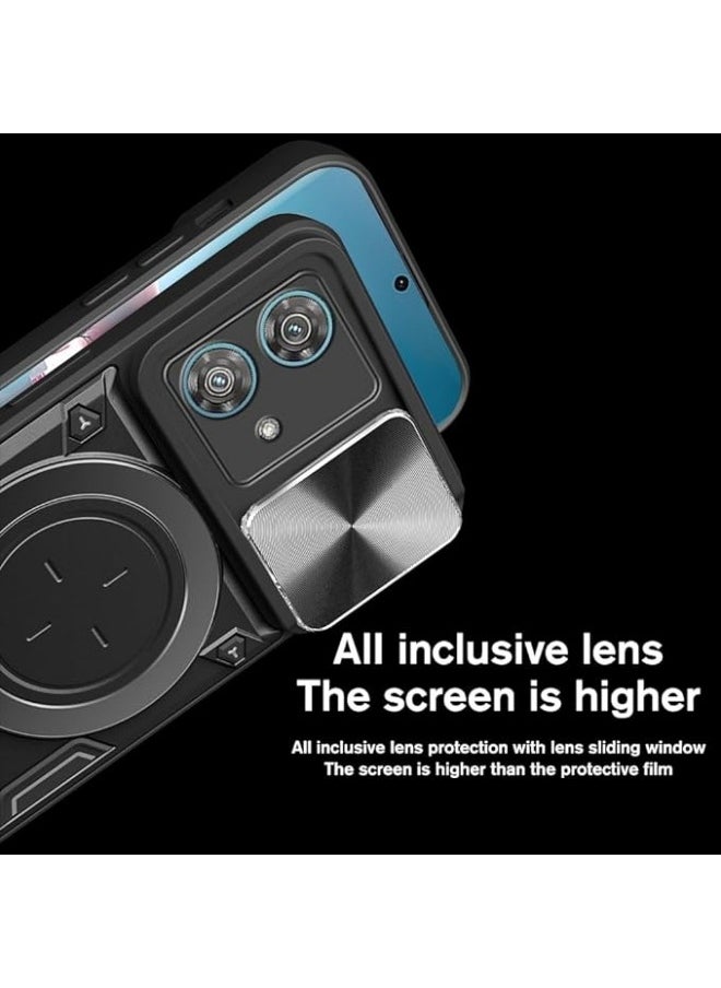 ماركة غير محددة - غطاء متوافق مع هاتف Motorola Edge 40 Neo، بحامل دوار بزاوية 360 درجة، [متوافق مع المغناطيسية] [غطاء الكاميرا الانزلاقي] غطاء حماية قوي عسكري المستوى. - Image 1