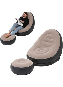 QUALKART QUALKART Sofa Chair with Foot Stool Inflatable Lounge Chair Inflatable Lazy Sofa with Footrest Foldable Air Couch Sofa Air Bed Sofa with Electric Air Inflactor Pump  - Image 1