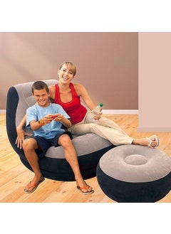 QUALKART QUALKART Sofa Chair with Foot Stool Inflatable Lounge Chair Inflatable Lazy Sofa with Footrest Foldable Air Couch Sofa Air Bed Sofa with Electric Air Inflactor Pump  - Image 2
