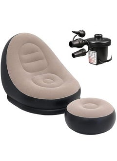 QUALKART QUALKART Sofa Chair with Foot Stool Inflatable Lounge Chair Inflatable Lazy Sofa with Footrest Foldable Air Couch Sofa Air Bed Sofa with Electric Air Inflactor Pump  - Image 3