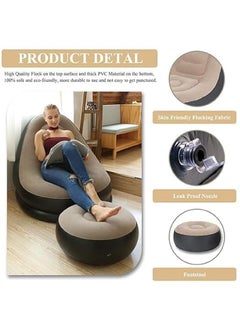QUALKART QUALKART Sofa Chair with Foot Stool Inflatable Lounge Chair Inflatable Lazy Sofa with Footrest Foldable Air Couch Sofa Air Bed Sofa with Electric Air Inflactor Pump  - Image 4