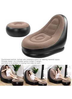 QUALKART QUALKART Sofa Chair with Foot Stool Inflatable Lounge Chair Inflatable Lazy Sofa with Footrest Foldable Air Couch Sofa Air Bed Sofa with Electric Air Inflactor Pump  - Image 5