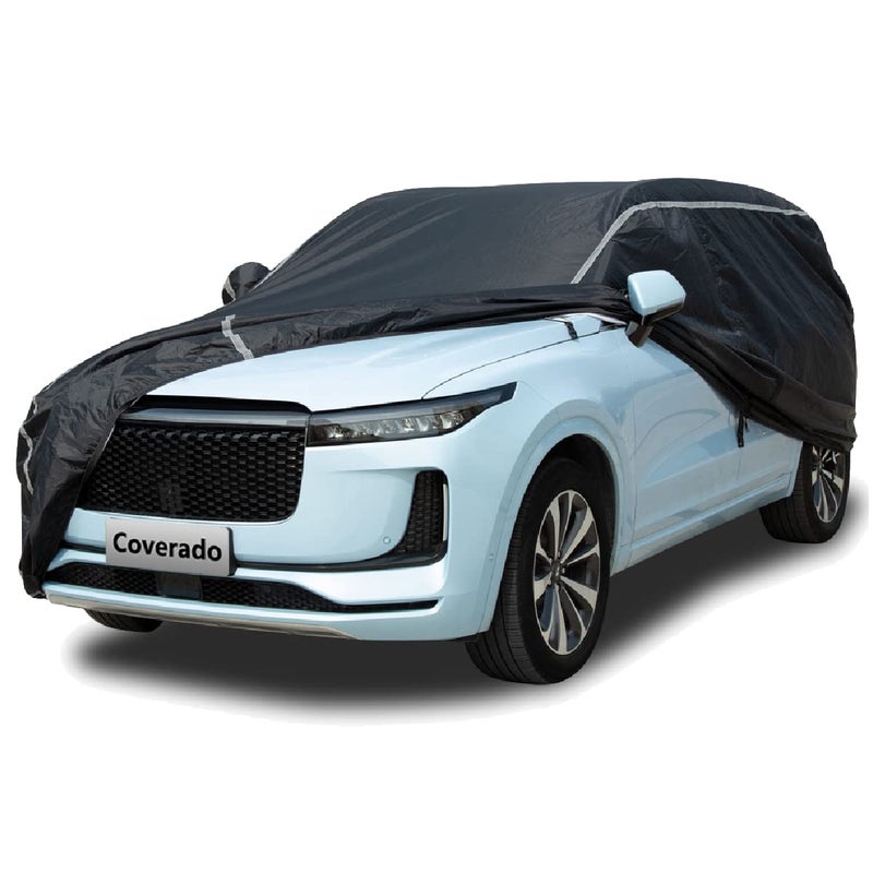 Coverado Car Cover Waterproof All Weather SUV - Coverado Black Car Cover Hail Protection with Zipper Door, Cotton Backing Snowproof UV Protection Windproof, Universal Fit for SUV (191"-205") - Image 1