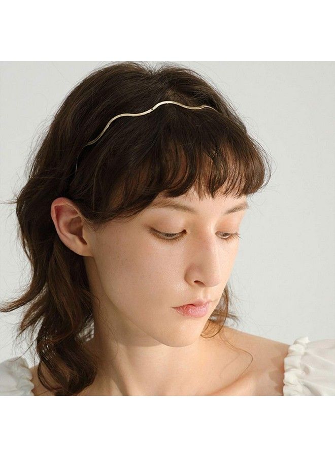 Beaupretty 3Pcs Golden Metal Headbands Wavy Hair Bands Spring Headbands Unisex Hair Hoop For Women Men - Image 3