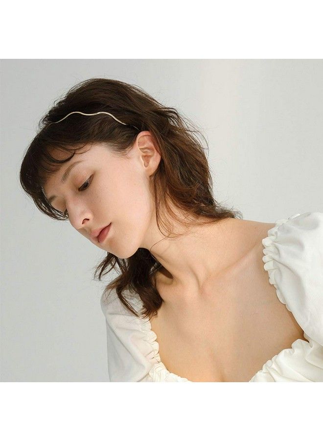 Beaupretty 3Pcs Golden Metal Headbands Wavy Hair Bands Spring Headbands Unisex Hair Hoop For Women Men - Image 4