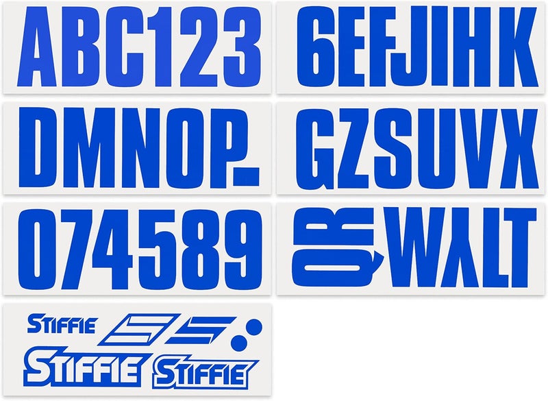 Stiffie ملصقات تسجيل القوارب والمركبات المائية الشخصية مقاس 3 بوصات من STIFFIE Uniline باللون الأزرق • ملصقات الأرقام والحروف - Image 3