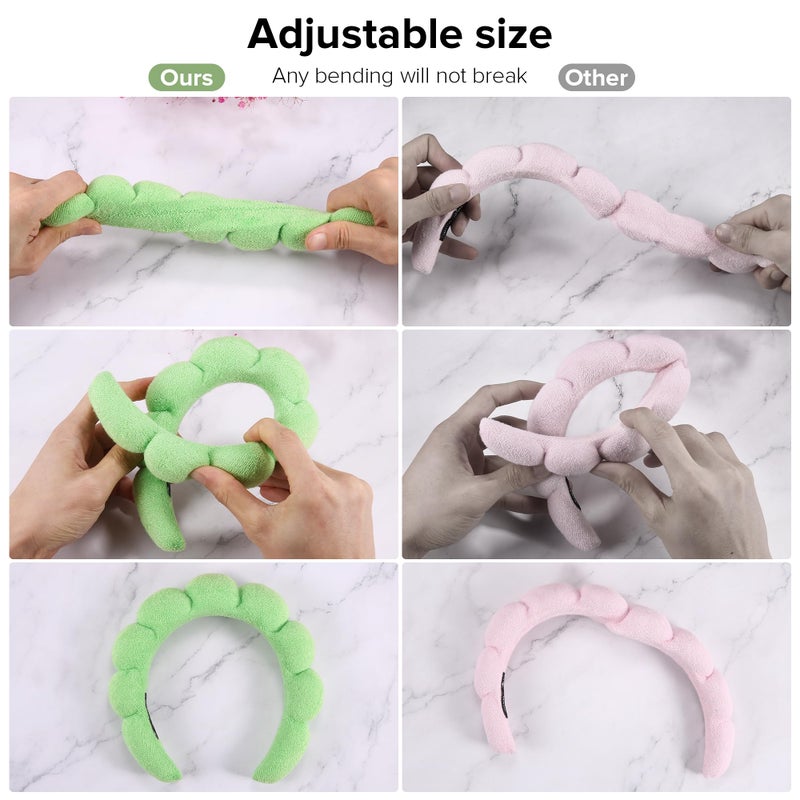 Ztomine 2 Count Hairband, Set of 2 - Thick, Soft, Plush, Absorbent Terry Cloth Spa Headbands for Washing Face or Facial - Puffy Makeup Headbands for Face Washing, Mask, Skin Treatment - Image 4