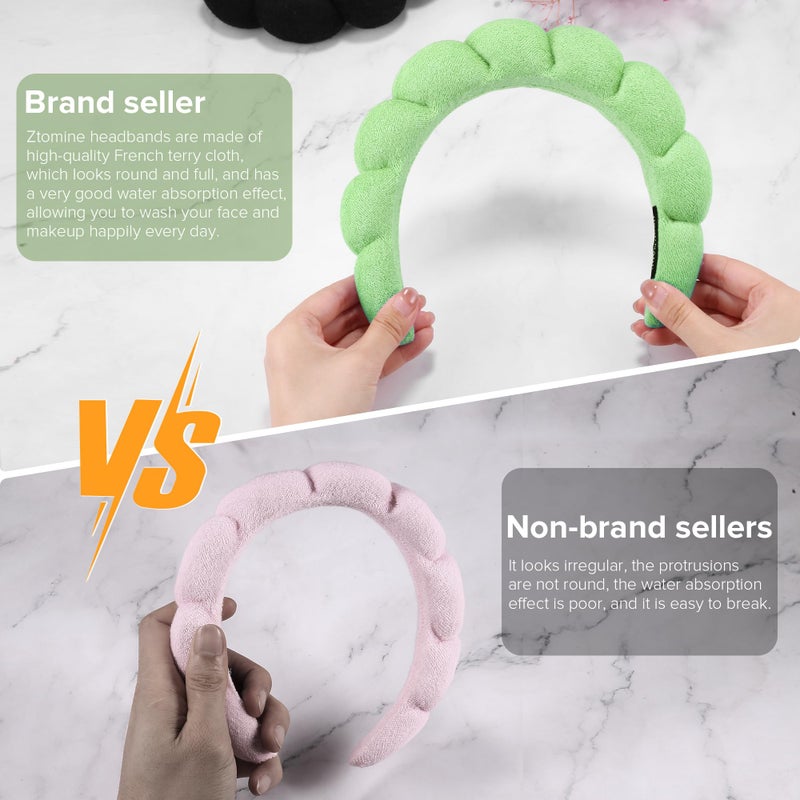 Ztomine 2 Count Hairband, Set of 2 - Thick, Soft, Plush, Absorbent Terry Cloth Spa Headbands for Washing Face or Facial - Puffy Makeup Headbands for Face Washing, Mask, Skin Treatment - Image 3