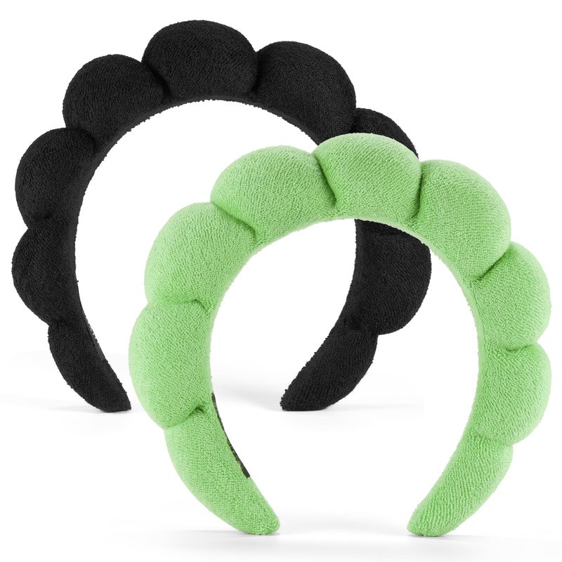 Ztomine 2 Count Hairband, Set of 2 - Thick, Soft, Plush, Absorbent Terry Cloth Spa Headbands for Washing Face or Facial - Puffy Makeup Headbands for Face Washing, Mask, Skin Treatment - Image 1