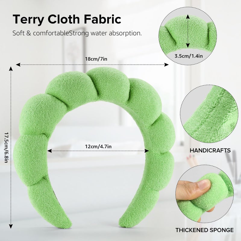 Ztomine 2 Count Hairband, Set of 2 - Thick, Soft, Plush, Absorbent Terry Cloth Spa Headbands for Washing Face or Facial - Puffy Makeup Headbands for Face Washing, Mask, Skin Treatment - Image 5