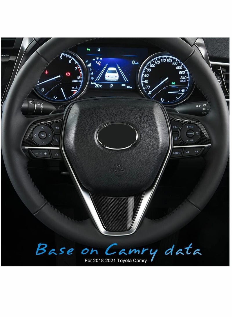 Y&D Auto ABS Steering Wheel Cover Trim Frame Sticker Sport Style - Carbon Fiber Grain, for Toyota Camry 2022 2021 2020 2019 2018, Avalon Accessories (3pcs)  - Image 3