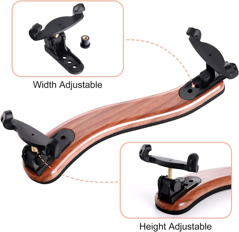 SUEWIO Violin Shoulder Rest for 1/2 Size, [Imitation Wood Grain] Violin Shoulder Rest with Comfortable Foam Pad & Height Adjustable Feet - Image 2