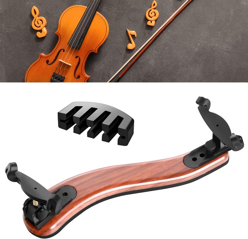 SUEWIO Violin Shoulder Rest for 1/2 Size, [Imitation Wood Grain] Violin Shoulder Rest with Comfortable Foam Pad & Height Adjustable Feet - Image 1