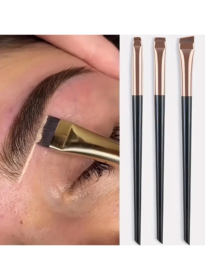 أوريتي مجموعة فرش المكياج من ميك أب، 3 قطع، فرشاة مسطحة ودقيقة لرسم العيون والحواجب، أدوات تجميل مثالية لتحديد الوجه وتعزيز جمالك - Image 4