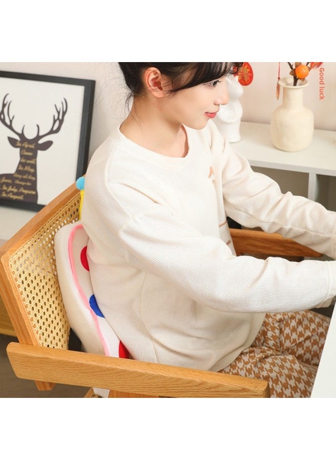 Generic - Dopamine Cartoon Waist Back Memory Foam Chair Cushion Sofa Office Cushion Cute Waist Protection Bedside Non-slip Backrest-Specifications:Colorful Polka Dots-Color:40*38*12cm 0.22kg - Image 1