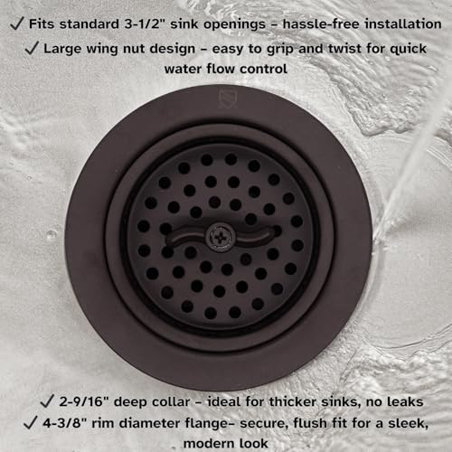 Westbrass غرببرس D213-12 3-1/2" صمولة جناح كبيرة على طراز التواء لمصفاة حوض المطبخ، برونز مصقول - Image 4