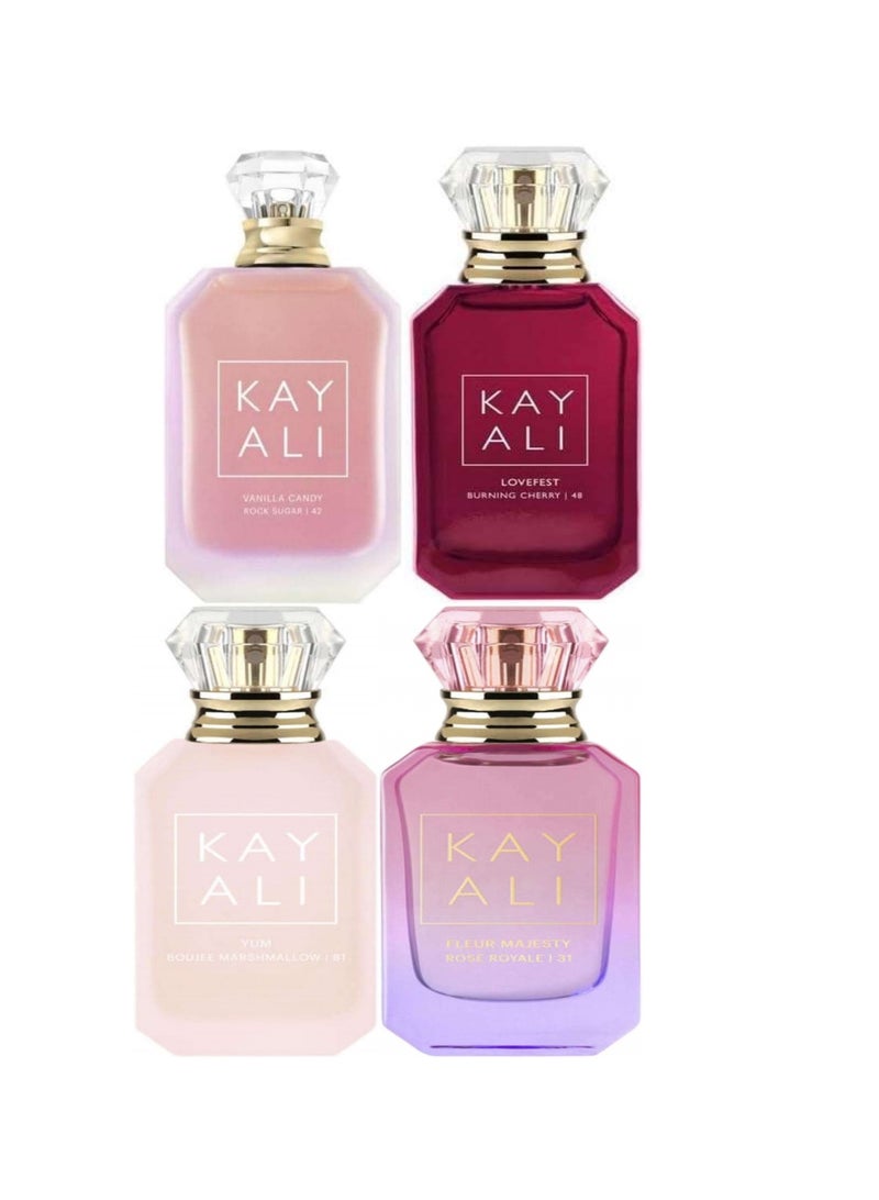 Kayali Fleur Majesty Rose Royale 31 and Vanilla Candy Rock Sugar  42 Yum Boujee Marshmallow 81 30ml*4 - Image 1